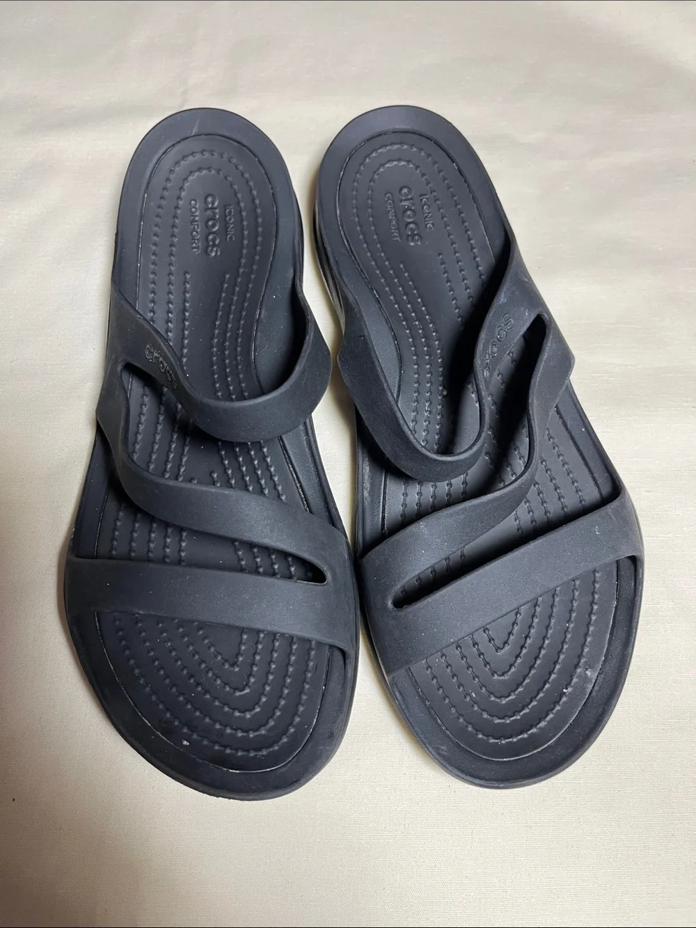 CROCS Black Dual-Strap Comfort Slide Sandals